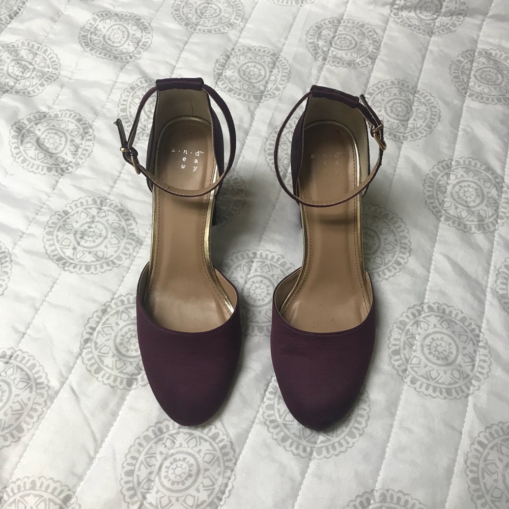 Purple chunky heel with ankle strap